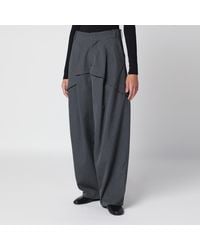 Loewe - Charcoal Mélange Wool Trousers - Lyst