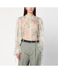 Chloé - Blusa con stampa floreale in seta - Lyst