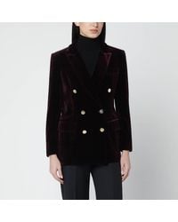 VI TO VI - Bordeaux Velvet Double-Breasted Jacket - Lyst