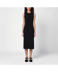 Prada - Robe Midi Noire Avec Détails En Dentelle - Lyst