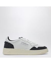 Autry - Medalist Low Sneaker Aus Weißem Und Schwarzem Leder Mit Glitzer - Lyst