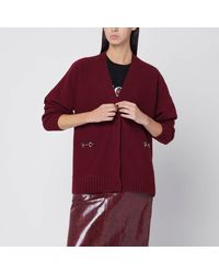 Gucci - Cardigan bordeaux in lana e cashmere - Lyst