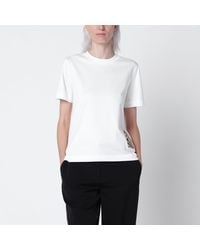 Burberry - Chalk Cotton T-Shirt With Cashmere Check Appliqué - Lyst