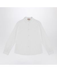 Gucci - Weiße Bluse Aus Oxford-Baumwolle Mit Gg-Muster - Lyst