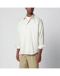 AURALEE - Ivory Striped Cotton And Silk Shirt - Lyst