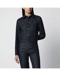 Bottega Veneta - Denim Jacket With Intrecciato Collar - Lyst