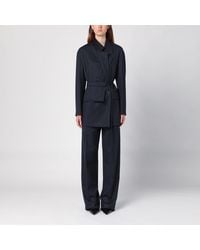 Bottega Veneta - /blue Mélange Striped Wool Jacket - Lyst