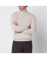 Brunello Cucinelli - Sand Cashmere Half-Zip Turtleneck Sweater - Lyst