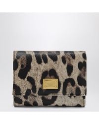 Dolce & Gabbana - Dauphine Calfskin Wallet With Leopard Print - Lyst