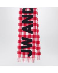JW Anderson - Tartan Woolblend Scarf With Maxi Logo - Lyst