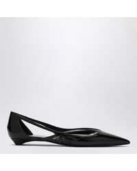 Prada - Pointed Toe Cut-Out Leather Ballerina - Lyst