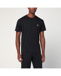 Stone Island - T-shirt nera in cotone con patch logo - Lyst
