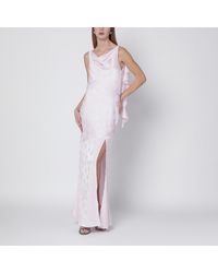 ROTATE BIRGER CHRISTENSEN - Long Satin Jacquard Dress With Ruffles - Lyst