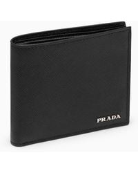 Prada - Black Saffiano Wallet With Logo - Lyst