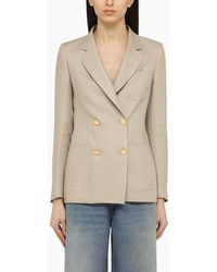 Tagliatore - Grey Linen Double Breasted Jacket - Lyst