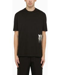 Y-3 - T-shirt girocollo nera con logo sfumato - Lyst