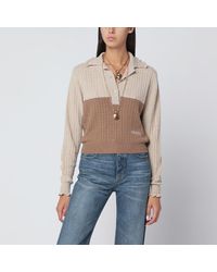 Chloé - Two-Tone Wool And Cashmere Cable-Knit Sweater - Lyst