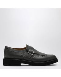 Doucal's - Grey Leather Shoes With Buckle And Fringes - Lyst