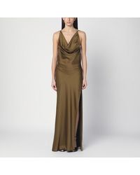 ANDAMANE - Khakifarbenes Kleid Mit Ausgeschnittenem Rücken - Lyst