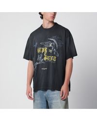 Represent - T-Shirt Nera Slavata Con Stampa Logo Eagle - Lyst