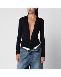 ANDAMANE - Deep Neckline Stretch Jersey Bodysuit - Lyst