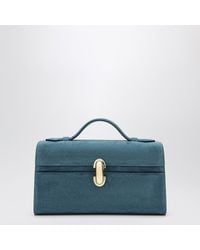 SAVETTE - Pochette Symmetry En Daim Bleu Baltique - Lyst
