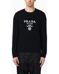 Prada - Wool And Cashmere Sweater With Logo Inlay - Lyst