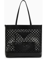 Prada - Large Perforated Leather Shopping Bag - Lyst