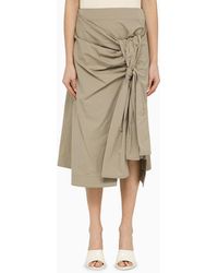 Bottega Veneta - Sand-coloured Midi Skirt With Knot - Lyst