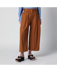 Balenciaga - Camel-Colored Cotton Trousers - Lyst