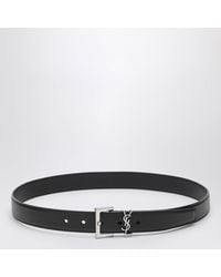 Saint Laurent - Ceinture Cassandre Noire En Cuir - Lyst