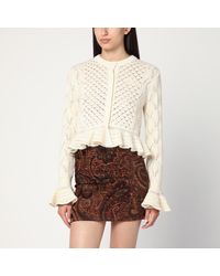 Chloé - Latte-Colored Crochet Cardigan - Lyst