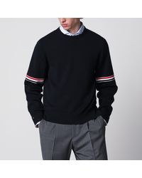 Thom Browne - Cotton Sweater With Tricolor Details - Lyst