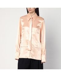 Jil Sander - Hemd Mit Rosa Krawatte Aus Glänzendem Viskose-Mix - Lyst