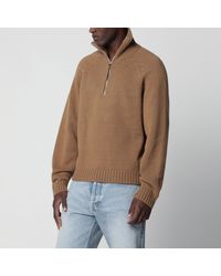 Tom Ford - Caramel Half-Zip Wool And Cashmere Knit Sweater - Lyst