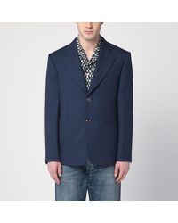 Valentino - Blue Single-breasted Wool Jacket - Lyst