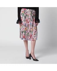 Gucci - Flora-Print Pleated Silk Midi Skirt - Lyst