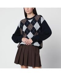 DUNST - Argyle Crewneck Wool Sweater - Lyst