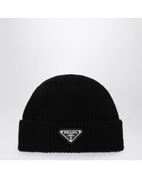 Prada - Wool Hat With Triangle Logo - Lyst
