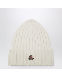 Moncler - Cable-Knit Wool Beanie With Logo - Lyst