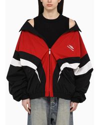 Balenciaga - Off Shoulder Tracksuit 3b Sports Icon /red/white Jacket - Lyst