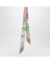 Gucci - Silk Ribbon With Gg Flora Print - Lyst