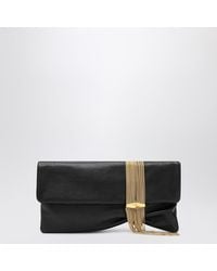 Jimmy Choo - Pochette zandra nera in pelle con pendente oro - Lyst