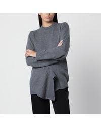 TOTEME - Dark Asymmetrical Wool And Cashmere Sweater - Lyst