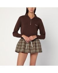Miu Miu - Kakaobraun Cashmere-Pullover Mit Reißverschluss - Lyst