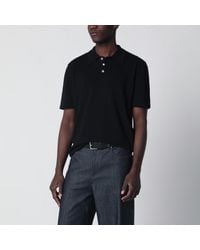 A.P.C. - Polo nera in maglia di cotone - Lyst