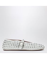Alaïa - Leather Ballerina With Crystals - Lyst