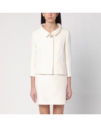 Valentino - Ivory Jacket With Jewelled Button - Lyst