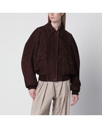 Loewe - Dark Suede Bomber Jacket - Lyst