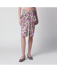 Chloé - Midi Silk Skirt With Multicolour Floral Print - Lyst